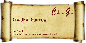 Csajkó György névjegykártya